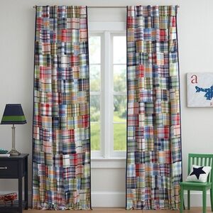 Pottery Barn Kids Madras Blackout Curtain Panels (2) 44x84